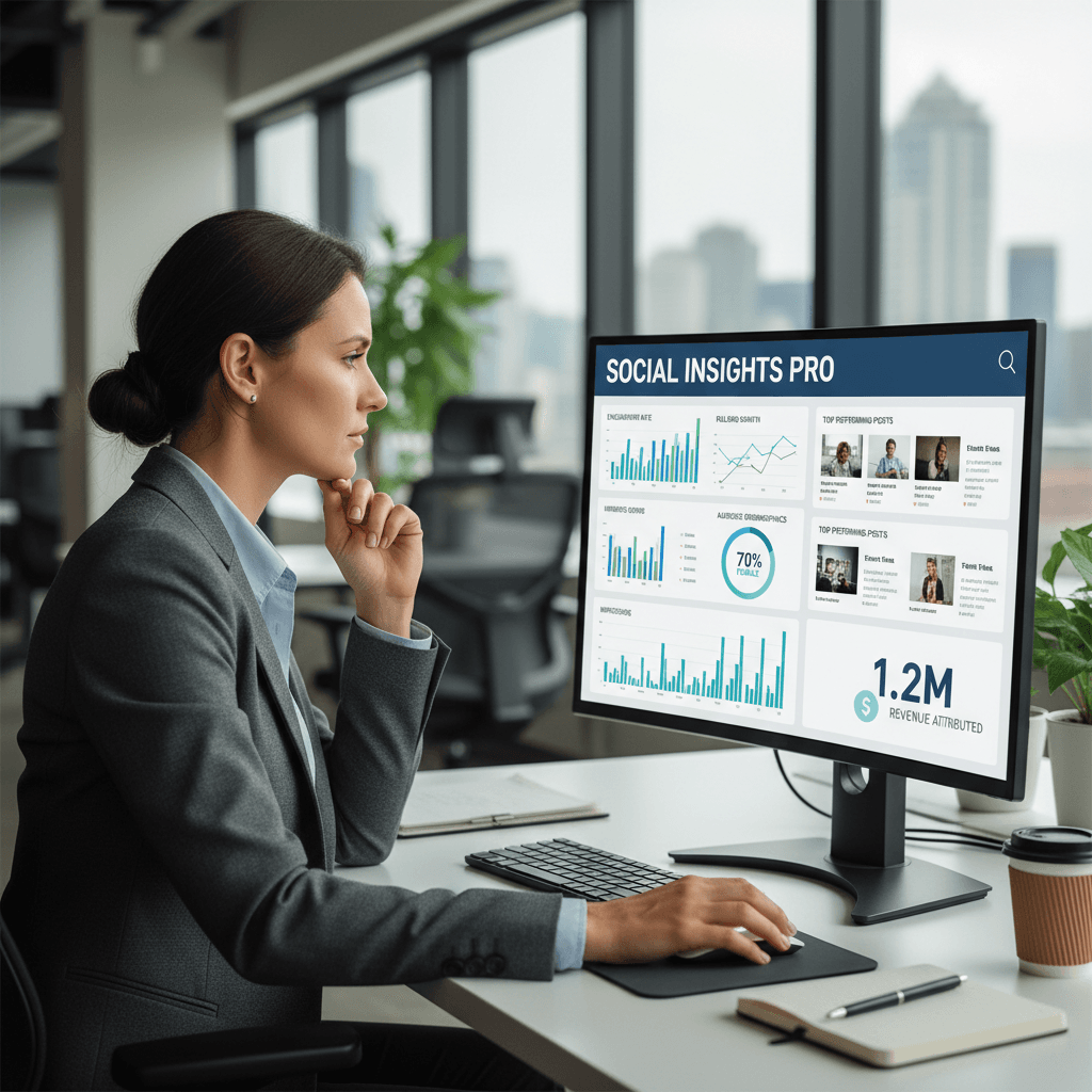 Marketing professional reviewing campaign performance data